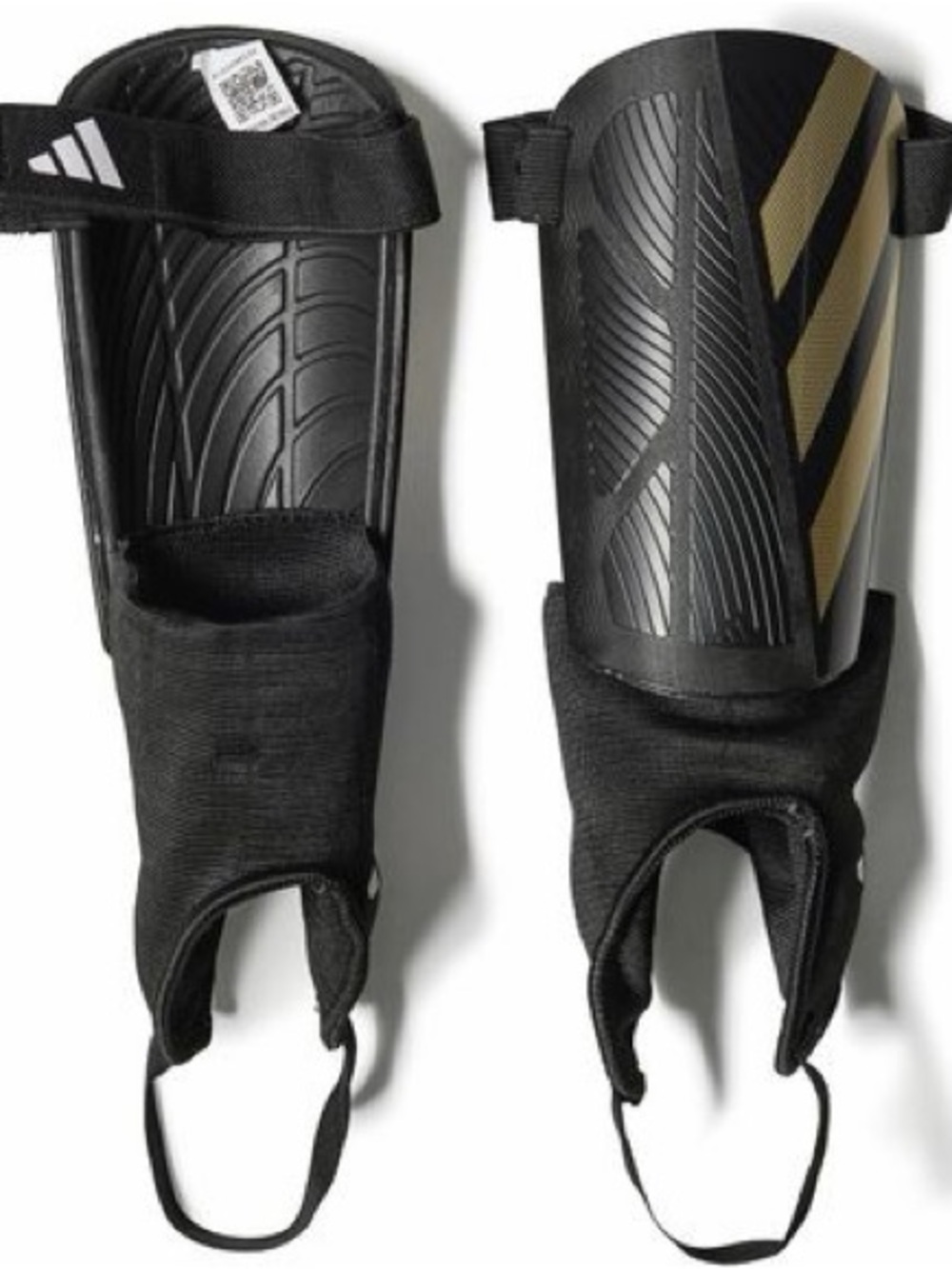 adidas Men’s Black and Gold Soccer Shin Guards with Ankle Sleeves